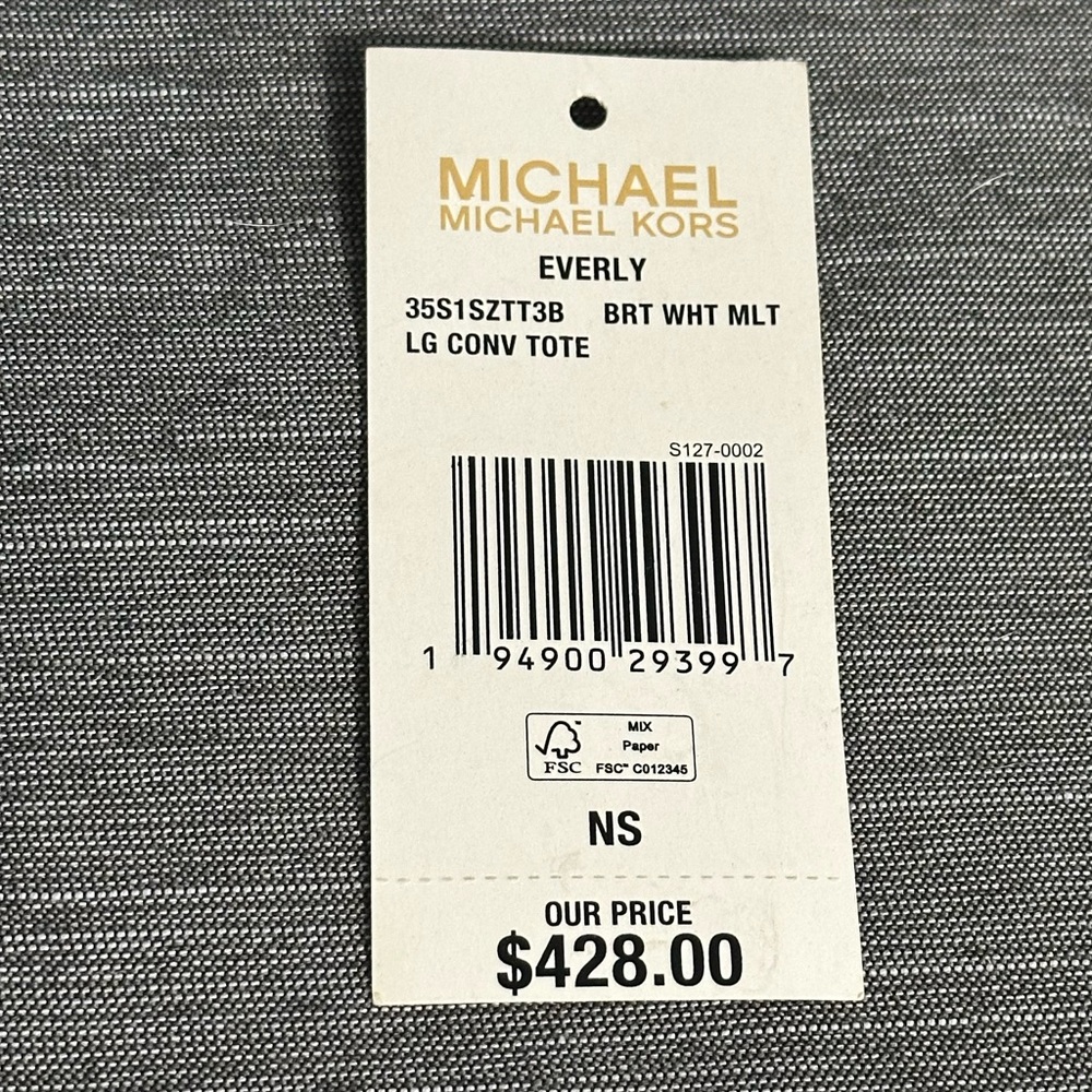 Micheal Kors Everly Tote in Black and White Multi - Picture 9 of 9